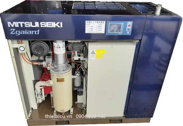 bán máy nén khí cũ Mitsui seiki 37 kw có hệ thống tách ẩm đời cao, máy ngâm dầu